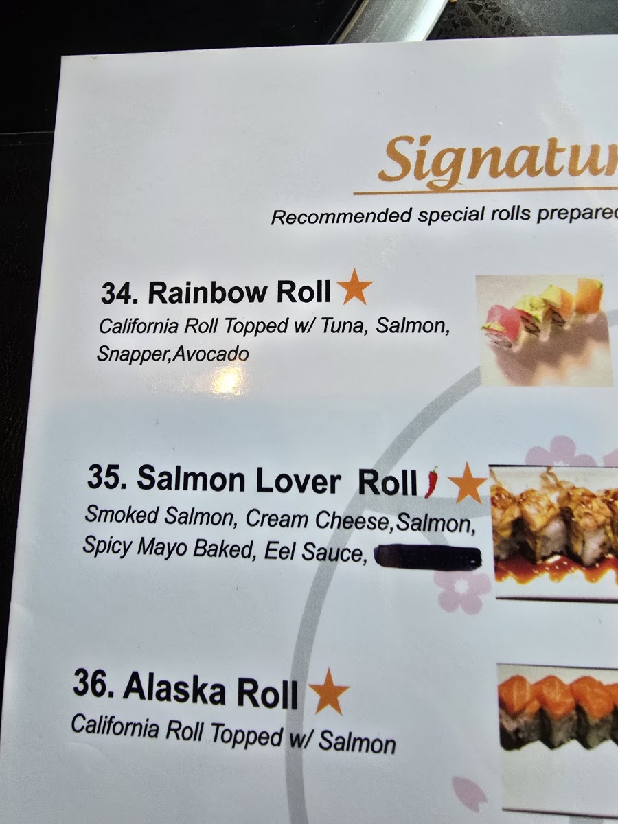 Japan House Springfield menu board