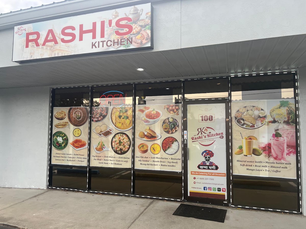 Rashi’s Kitchen Indian Cuisine menu board