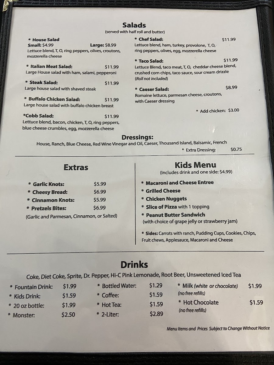 Stop 1884 menu board