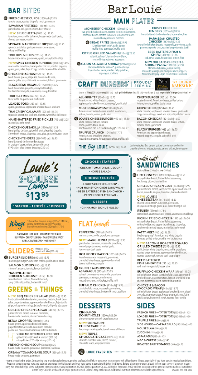 Bar Louie Wichita menu board