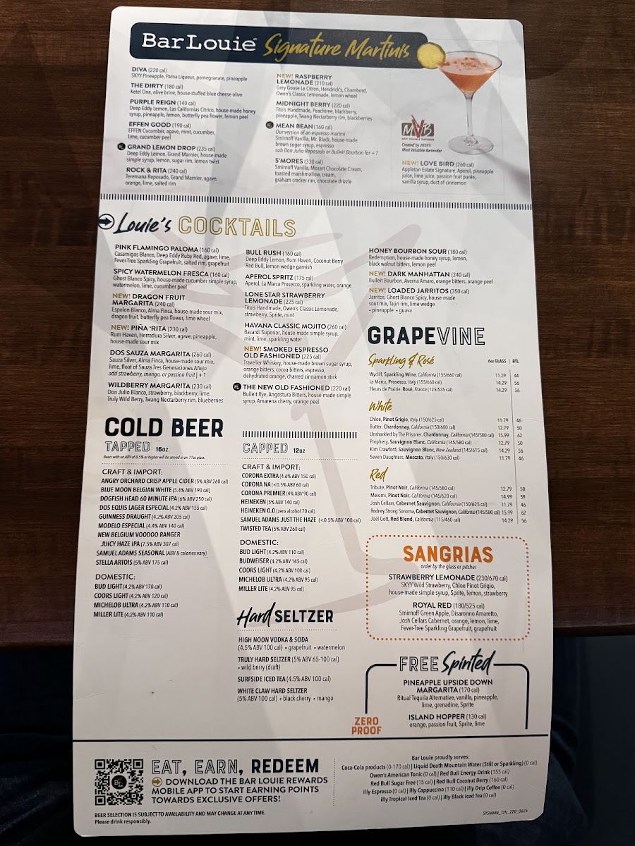 Bar Louie Wichita menu board