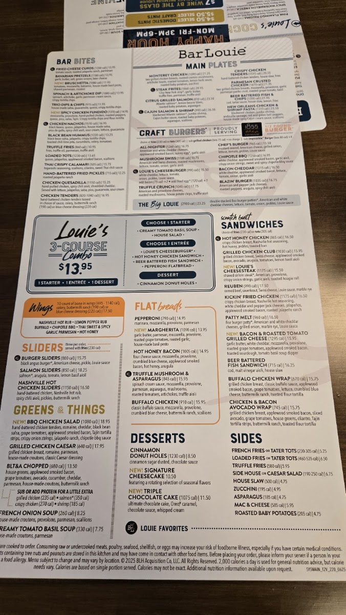 Bar Louie Wichita menu board