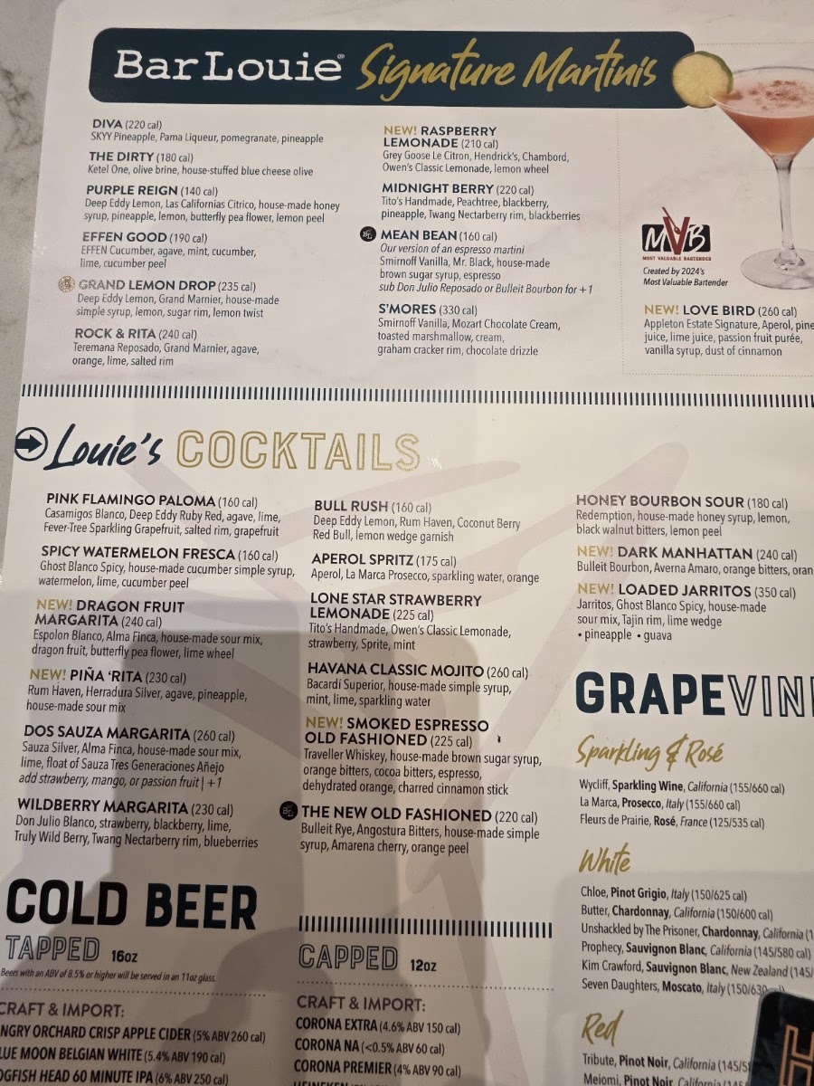 Bar Louie Wichita menu board