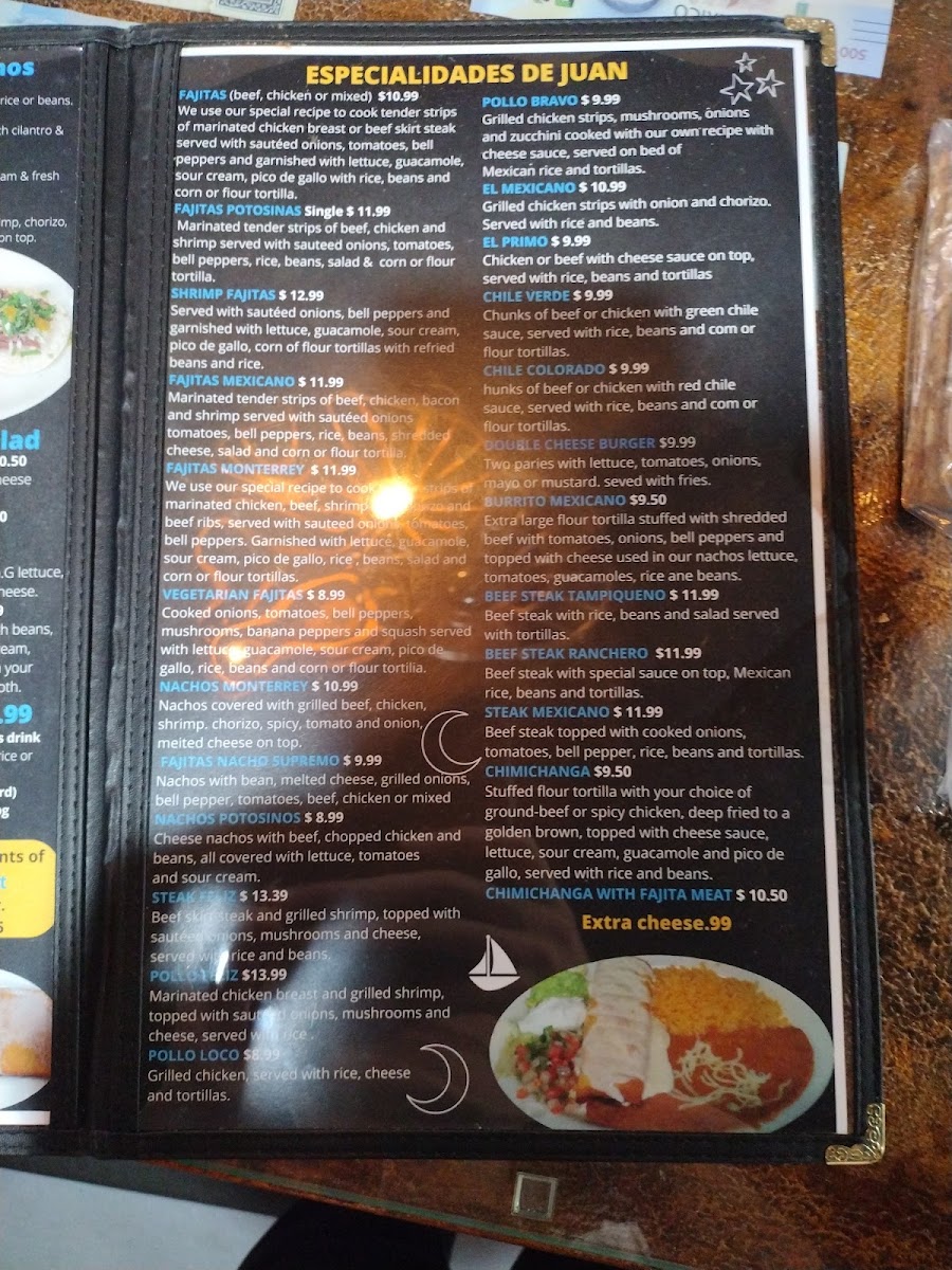 JCs Mexican Restaurant LLC menu board