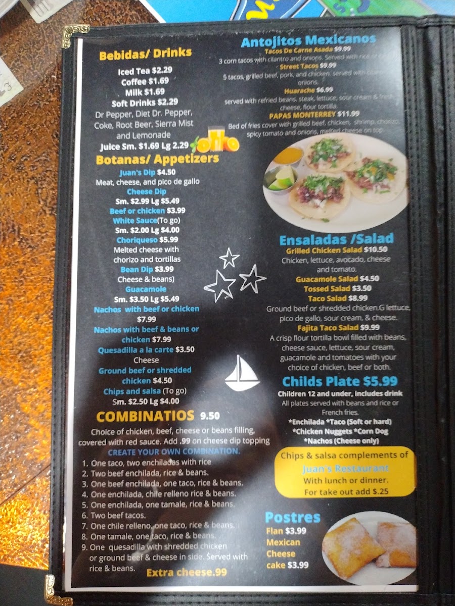 JCs Mexican Restaurant LLC menu board