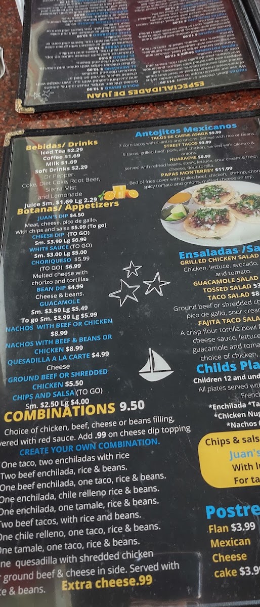 JCs Mexican Restaurant LLC menu board