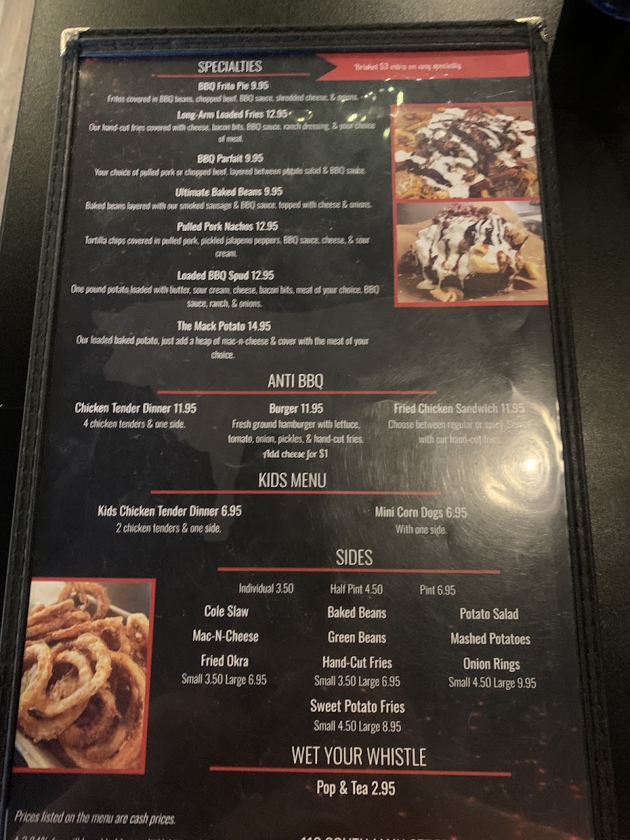 Smokin’ Sisters BBQ on Main menu board
