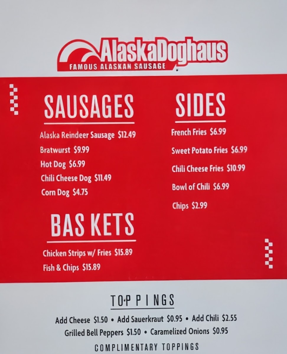 Alaska Doghaus menu board