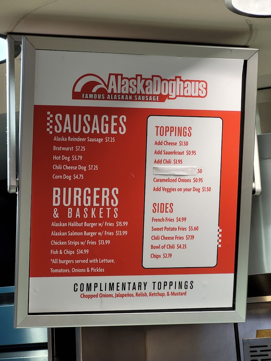 Alaska Doghaus menu board