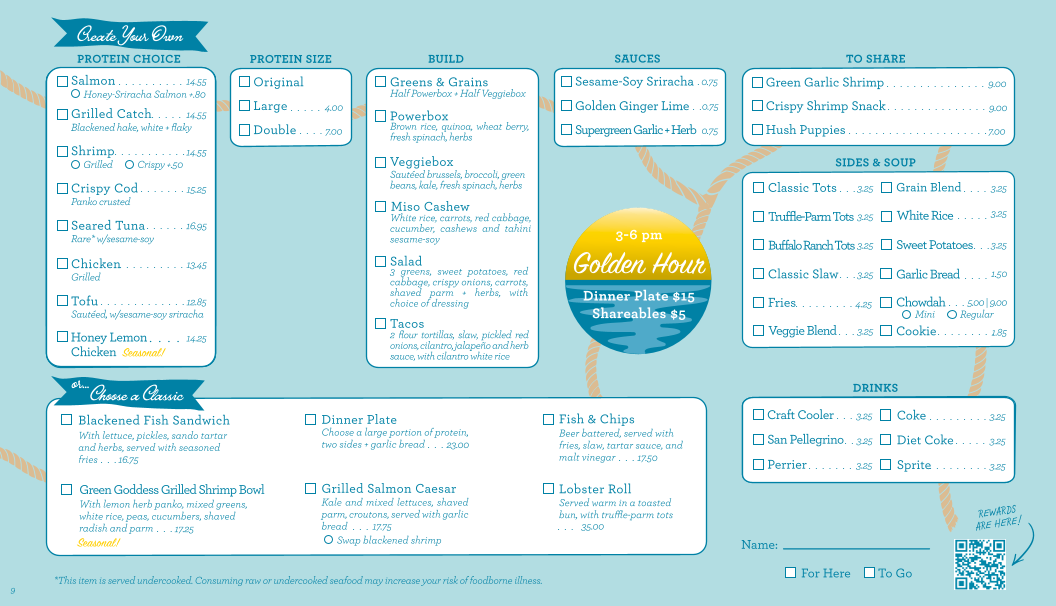 Brown Bag Seafood Co. menu board
