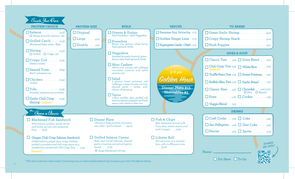Brown Bag Seafood Co. menu board