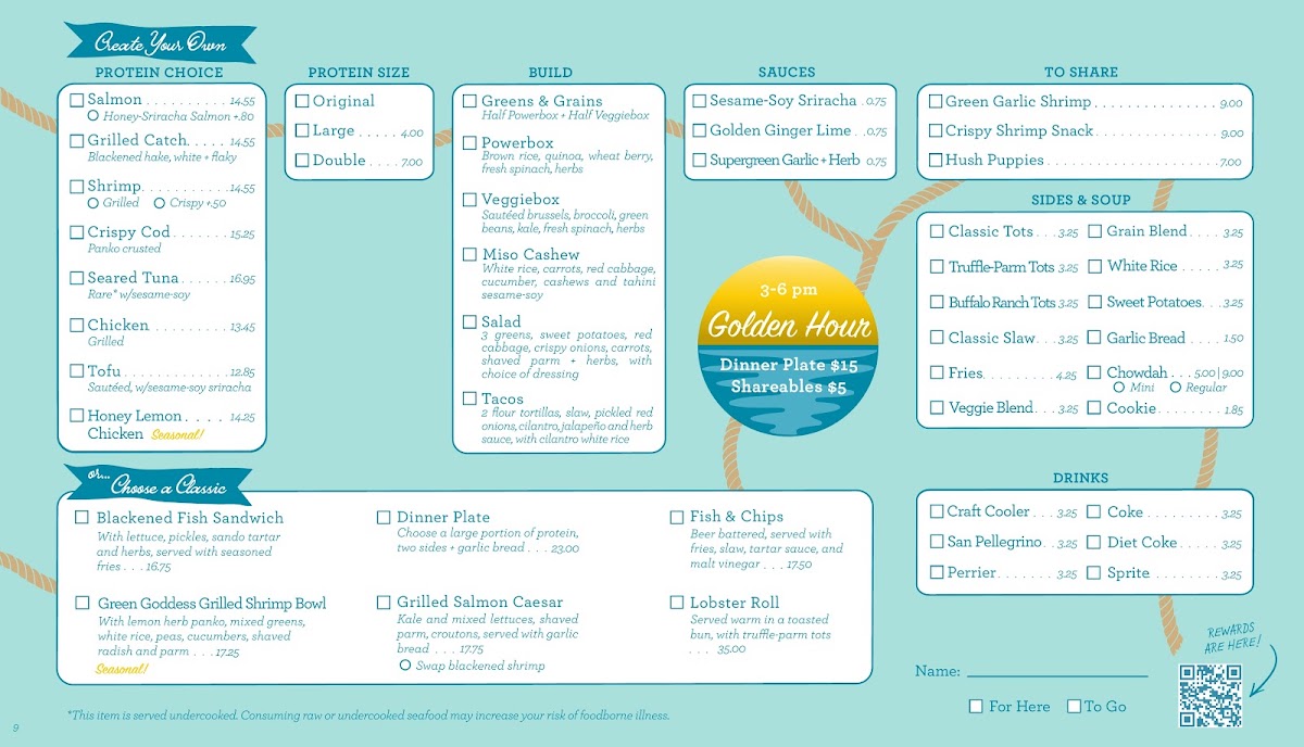 Brown Bag Seafood Co. menu board
