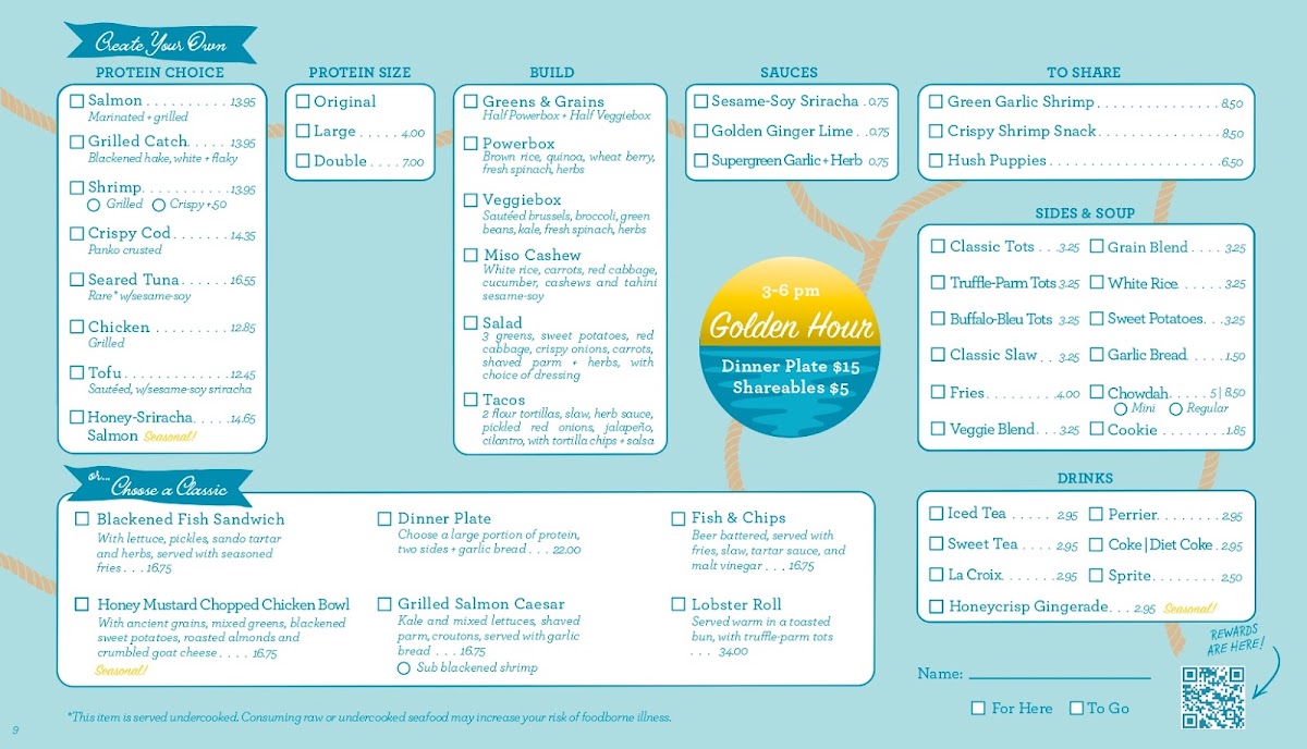 Brown Bag Seafood Co. menu board