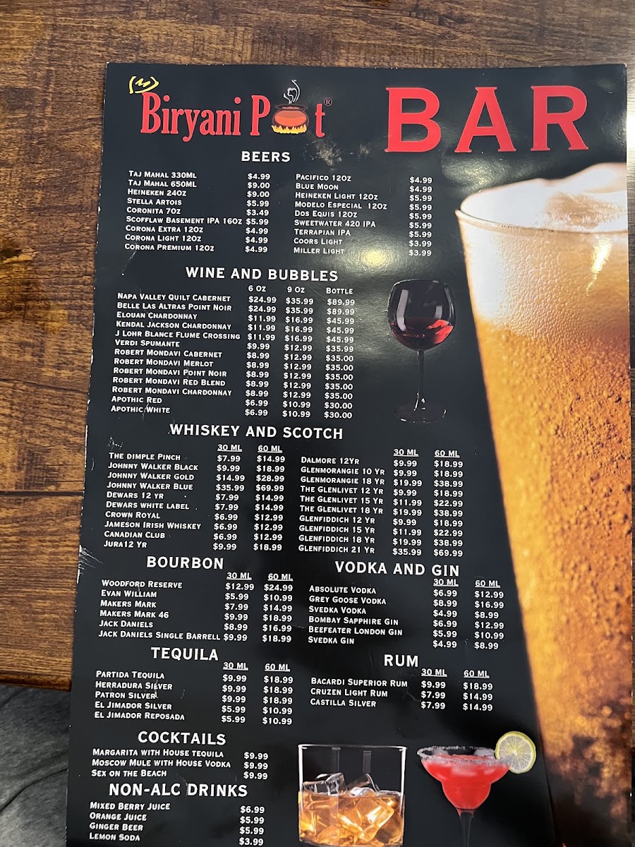 BiryaniPot menu board