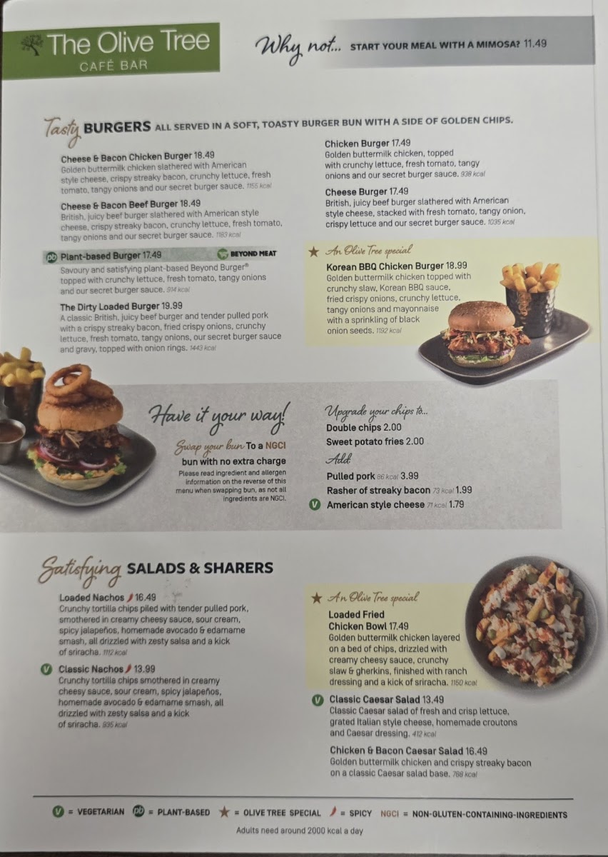 The Olive Tree menu board