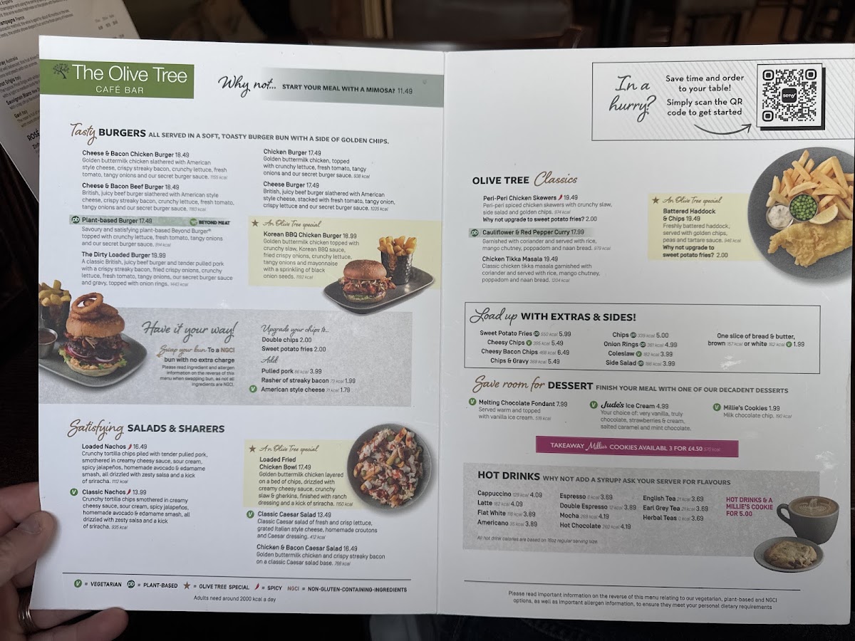 The Olive Tree menu board
