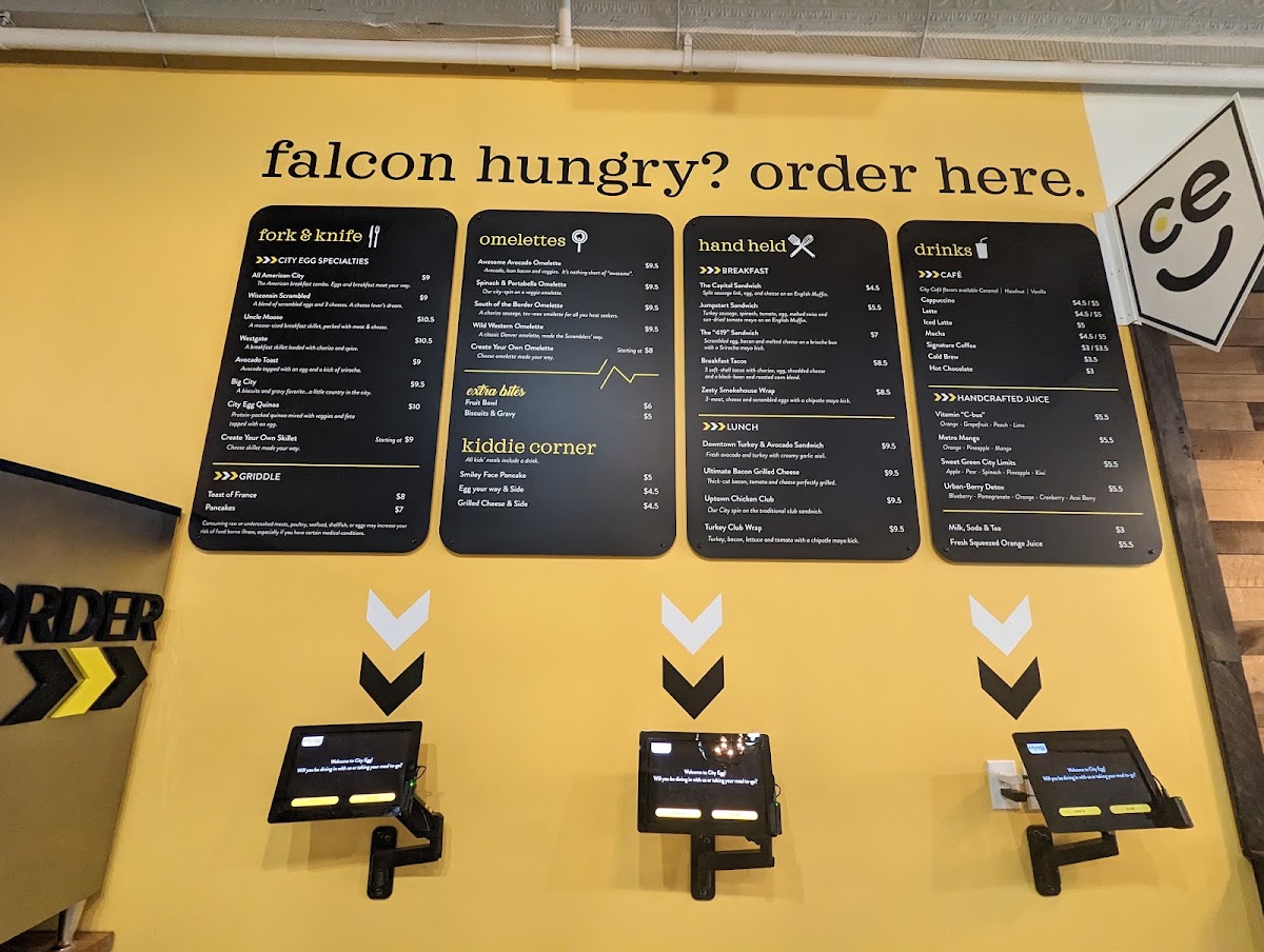 City Egg menu board