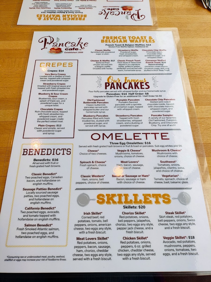 Pancake Cafe Hoffman Estates | Breakfast, Brunch, Lunch menu board