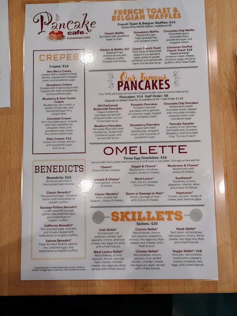 Pancake Cafe Hoffman Estates | Breakfast, Brunch, Lunch menu board