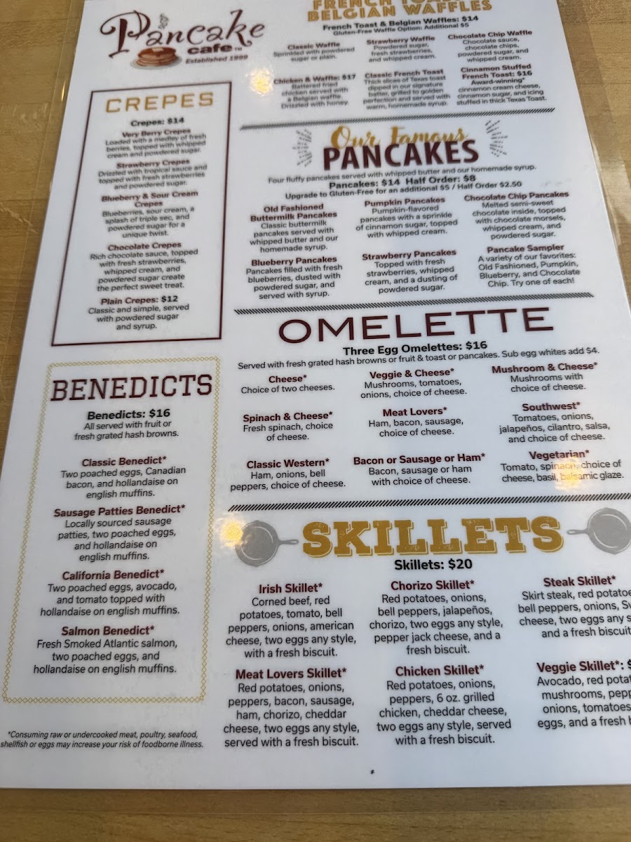 Pancake Cafe Hoffman Estates | Breakfast, Brunch, Lunch menu board