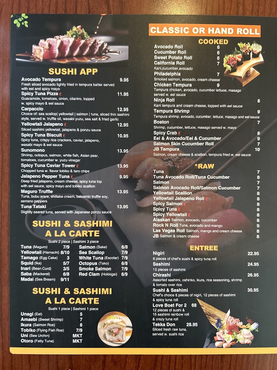Mori Asian Cuisine menu board
