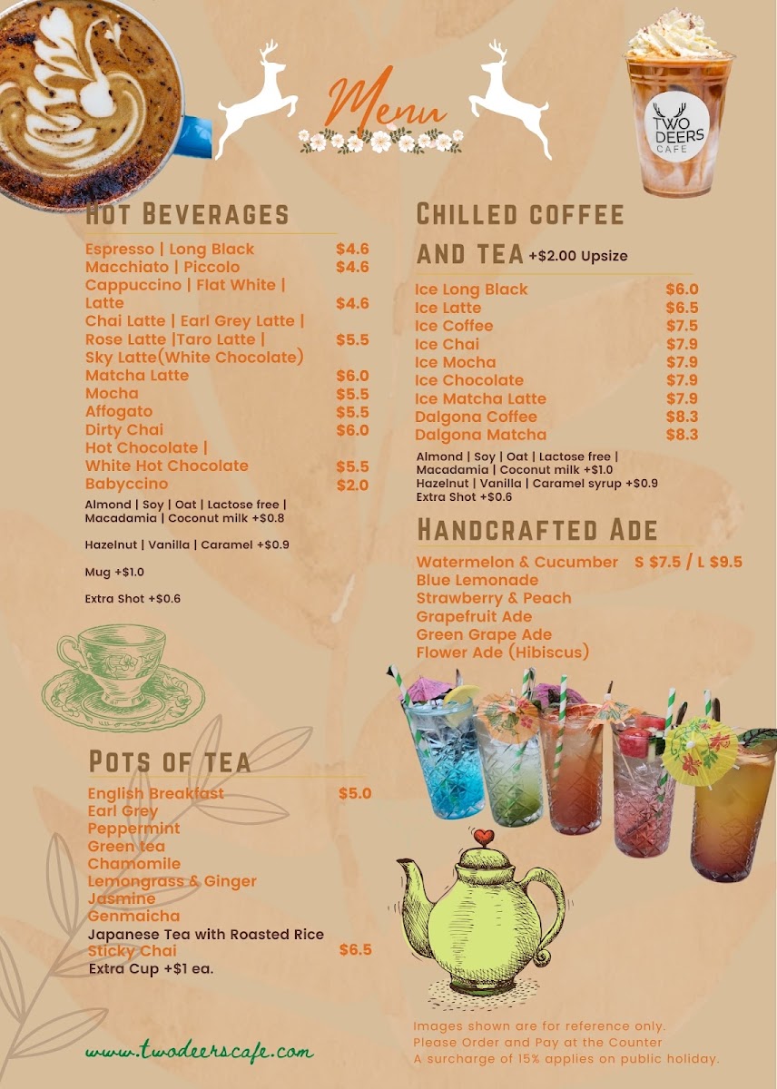 Two Deers cafe menu board