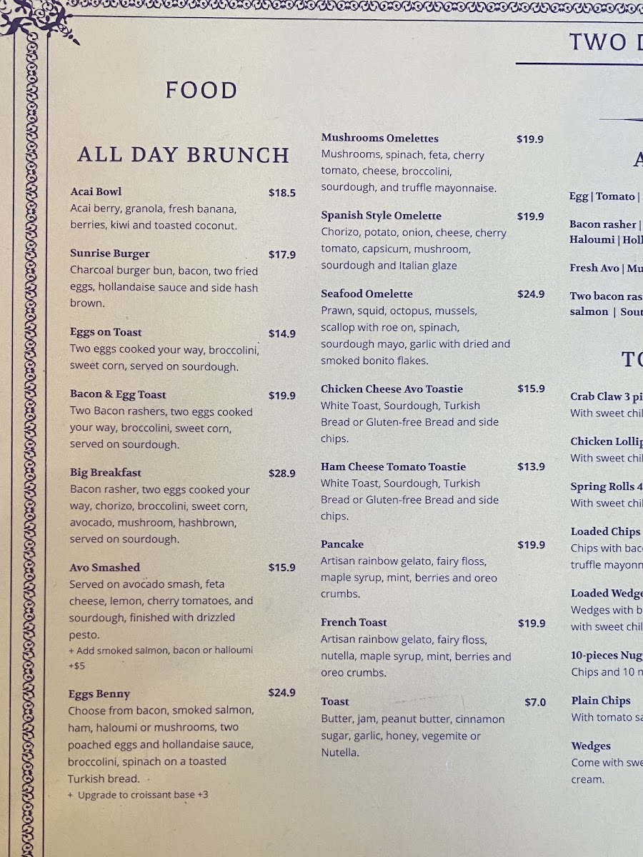 Two Deers cafe menu board
