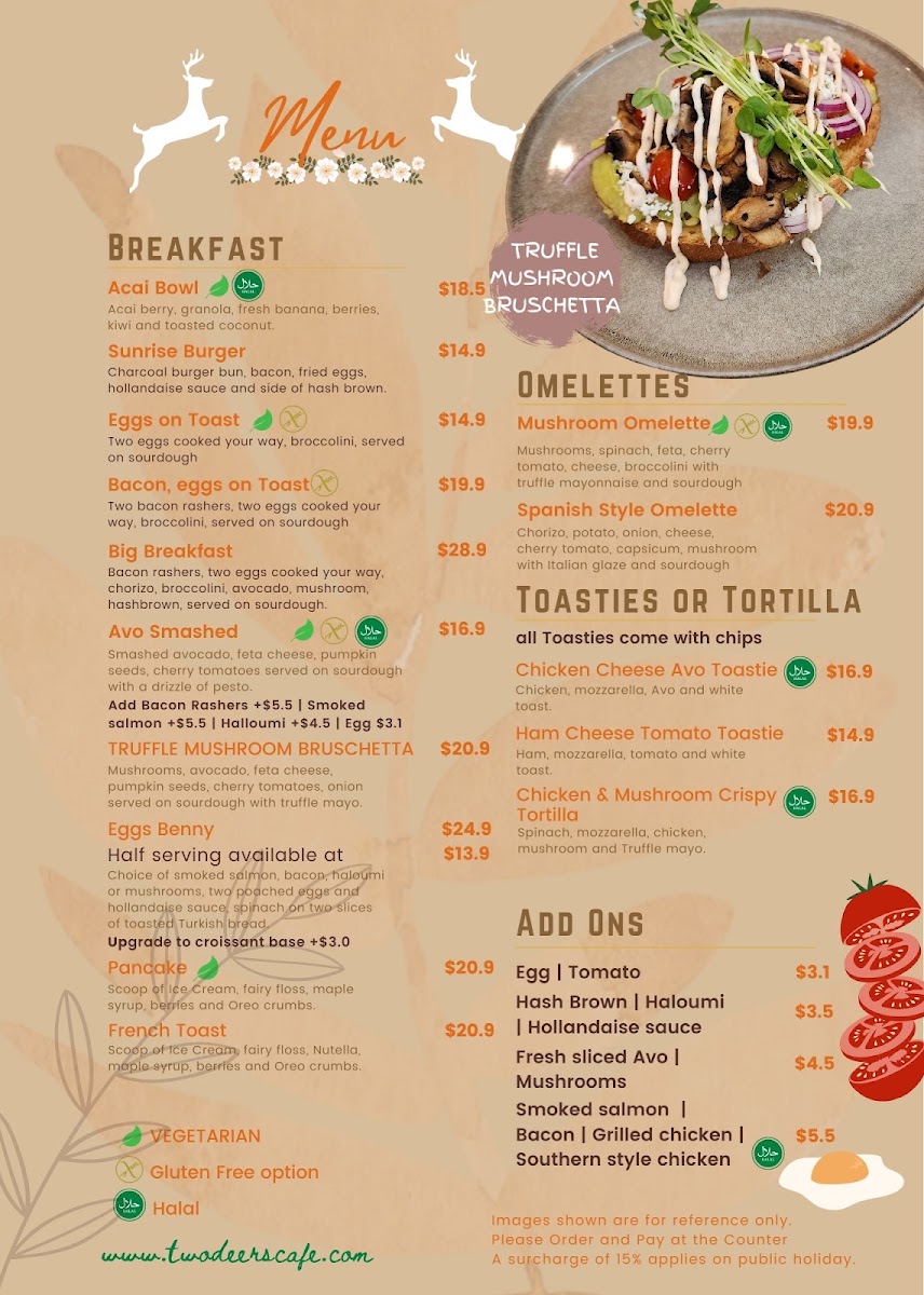 Two Deers cafe menu board