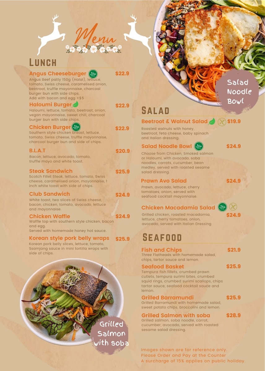 Two Deers cafe menu board