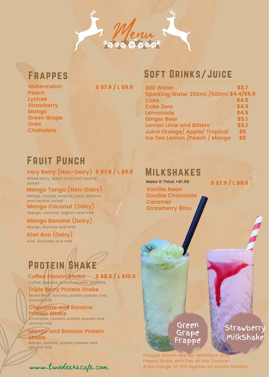 Two Deers cafe menu board