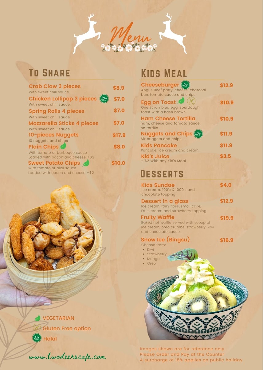 Two Deers cafe menu board