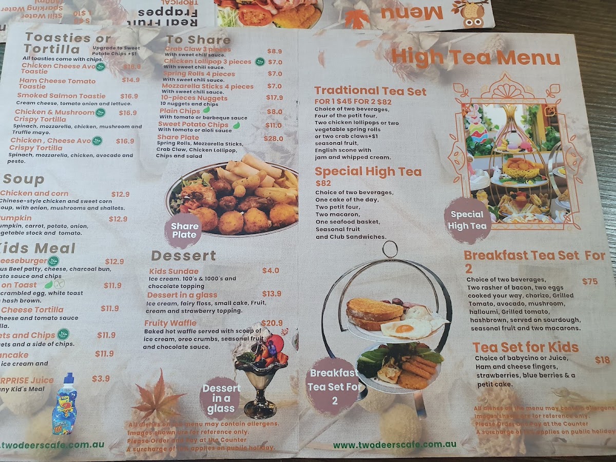 Two Deers cafe menu board