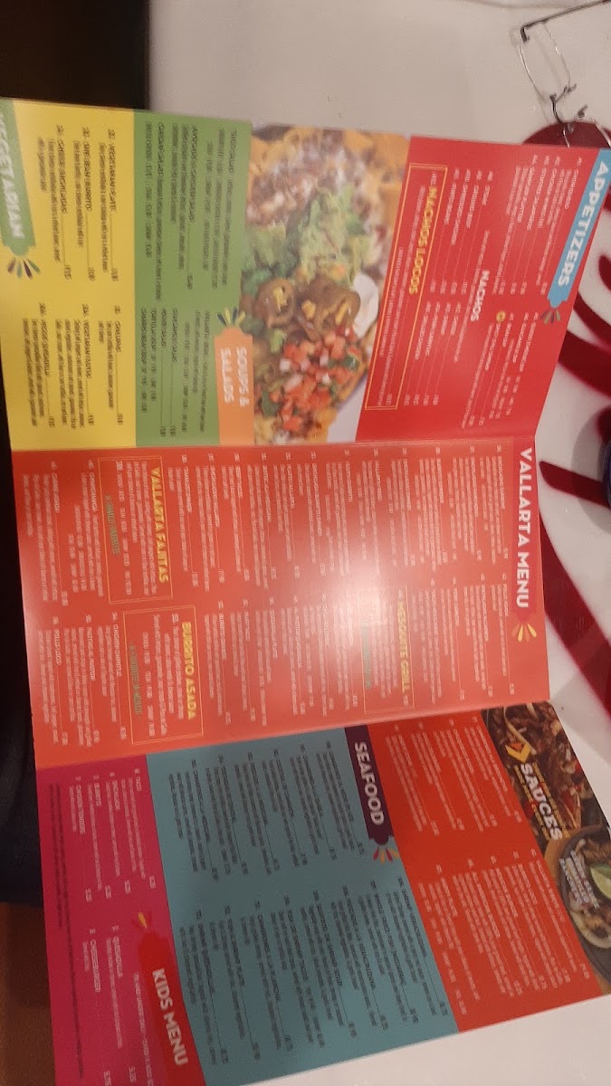 Vallarta Mexican Restaurant menu board