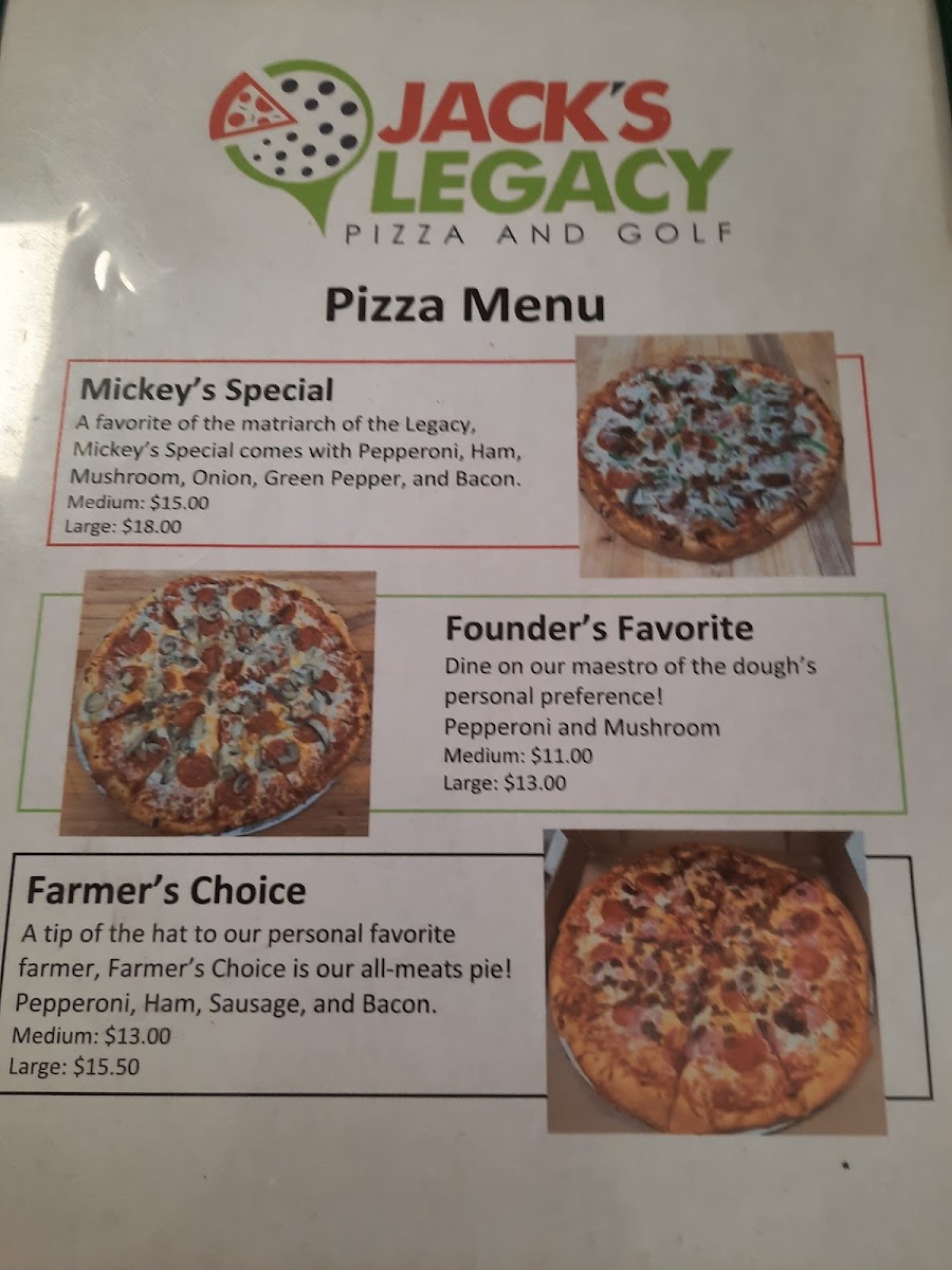 Jack's Legacy menu board