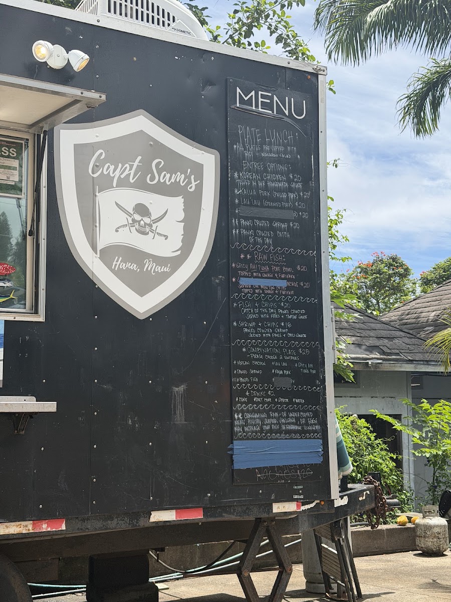 Capt Sam's Food Truck menu board