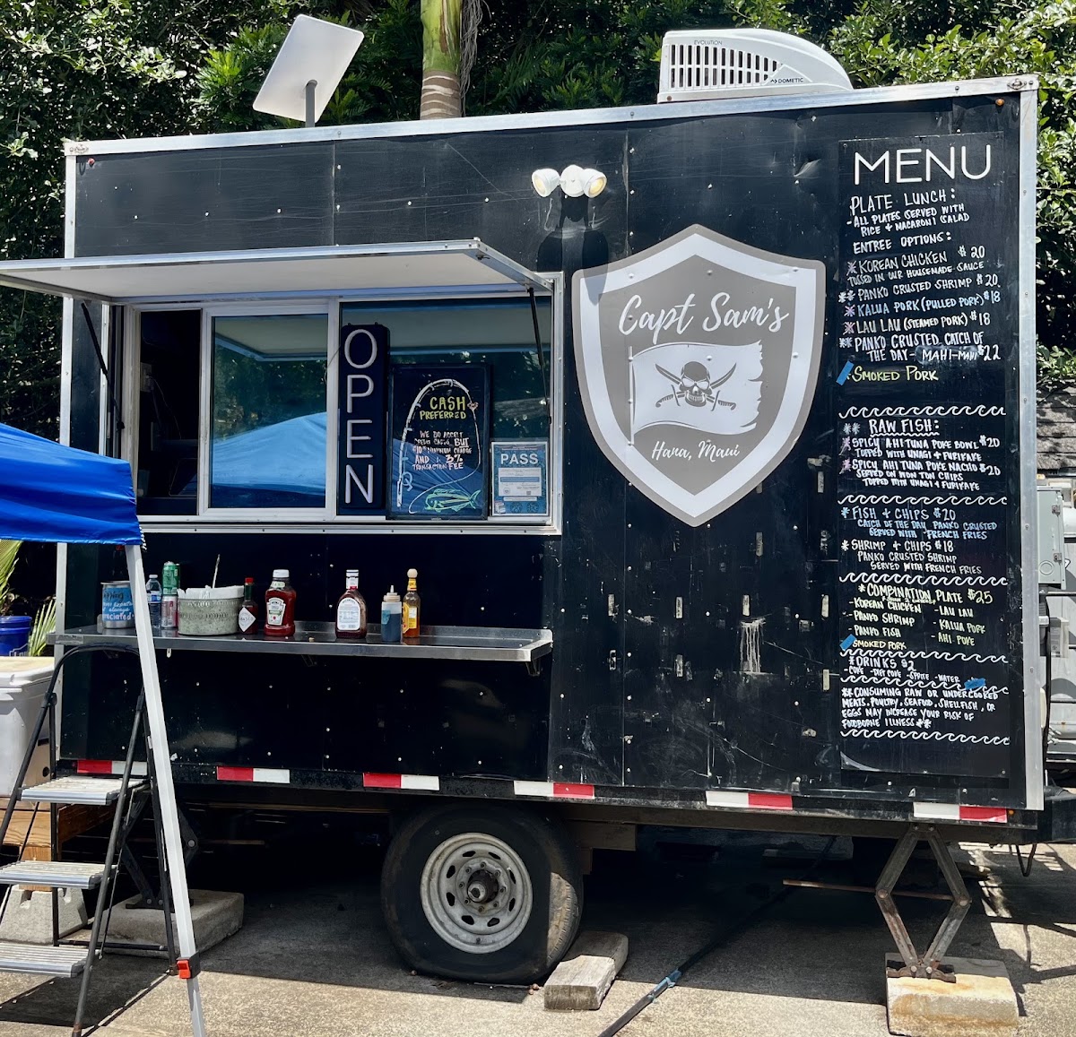 Capt Sam's Food Truck menu board
