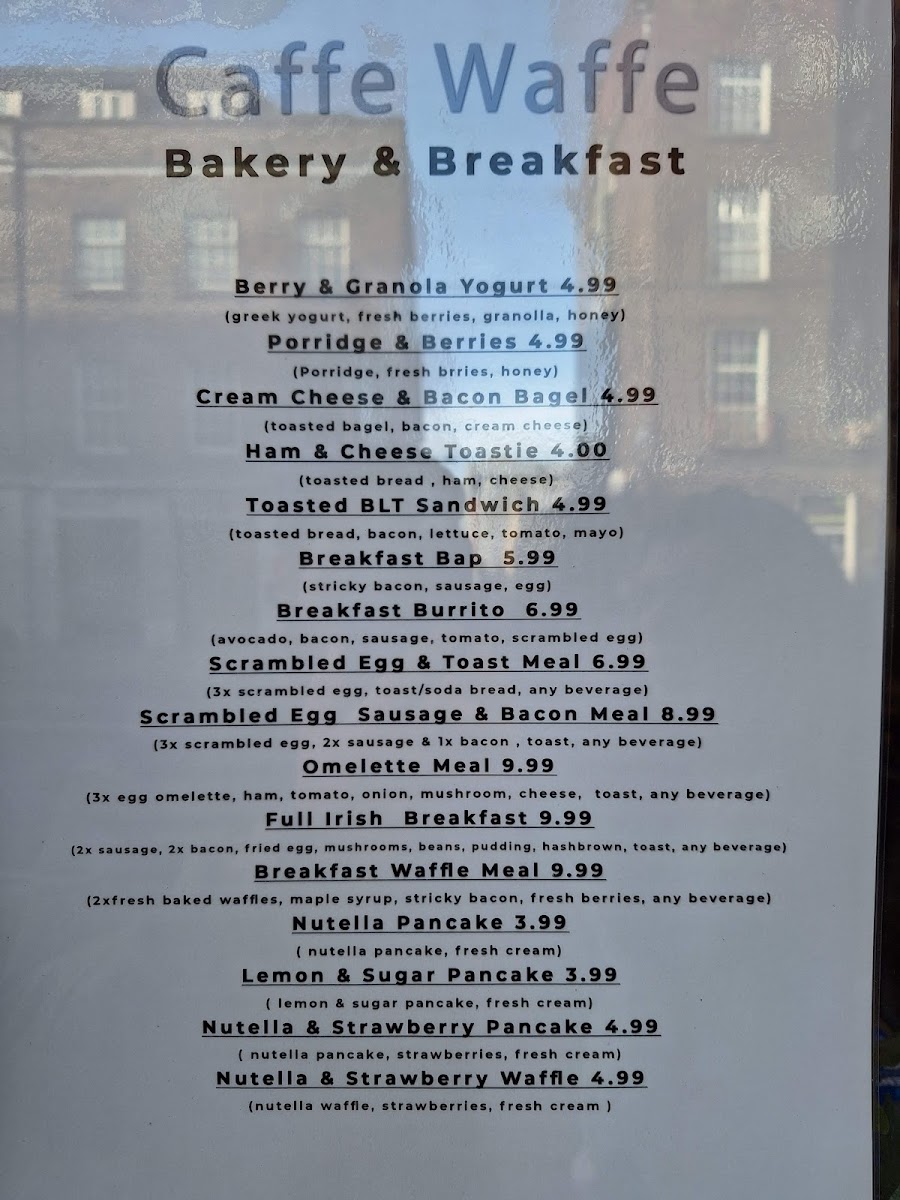 Caffe Waffe menu board
