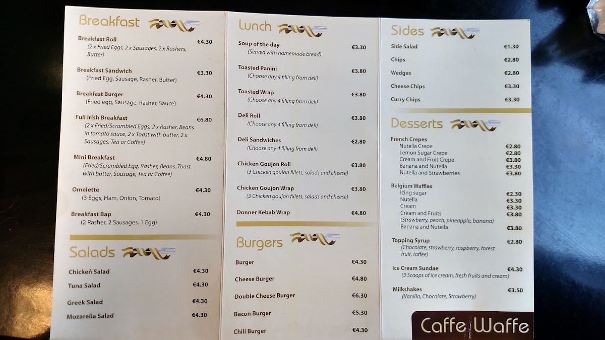 Caffe Waffe menu board