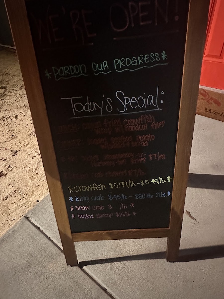 The Cajun Boiling Spot LLC menu board