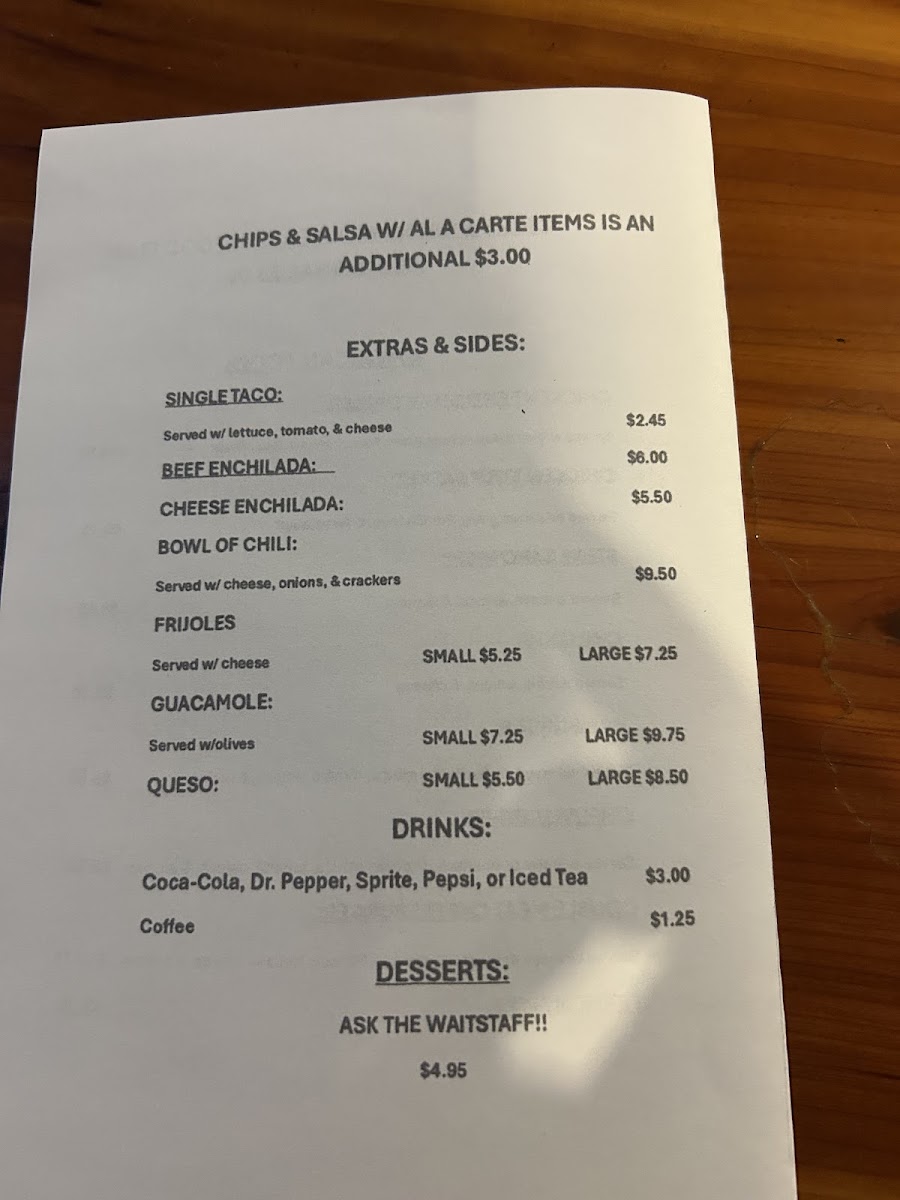 Log Cabin Inn menu board