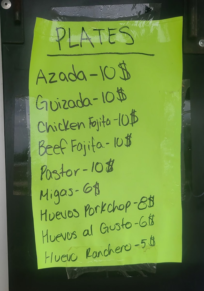 BreakFast At Marys (Tacos Mary's) menu board