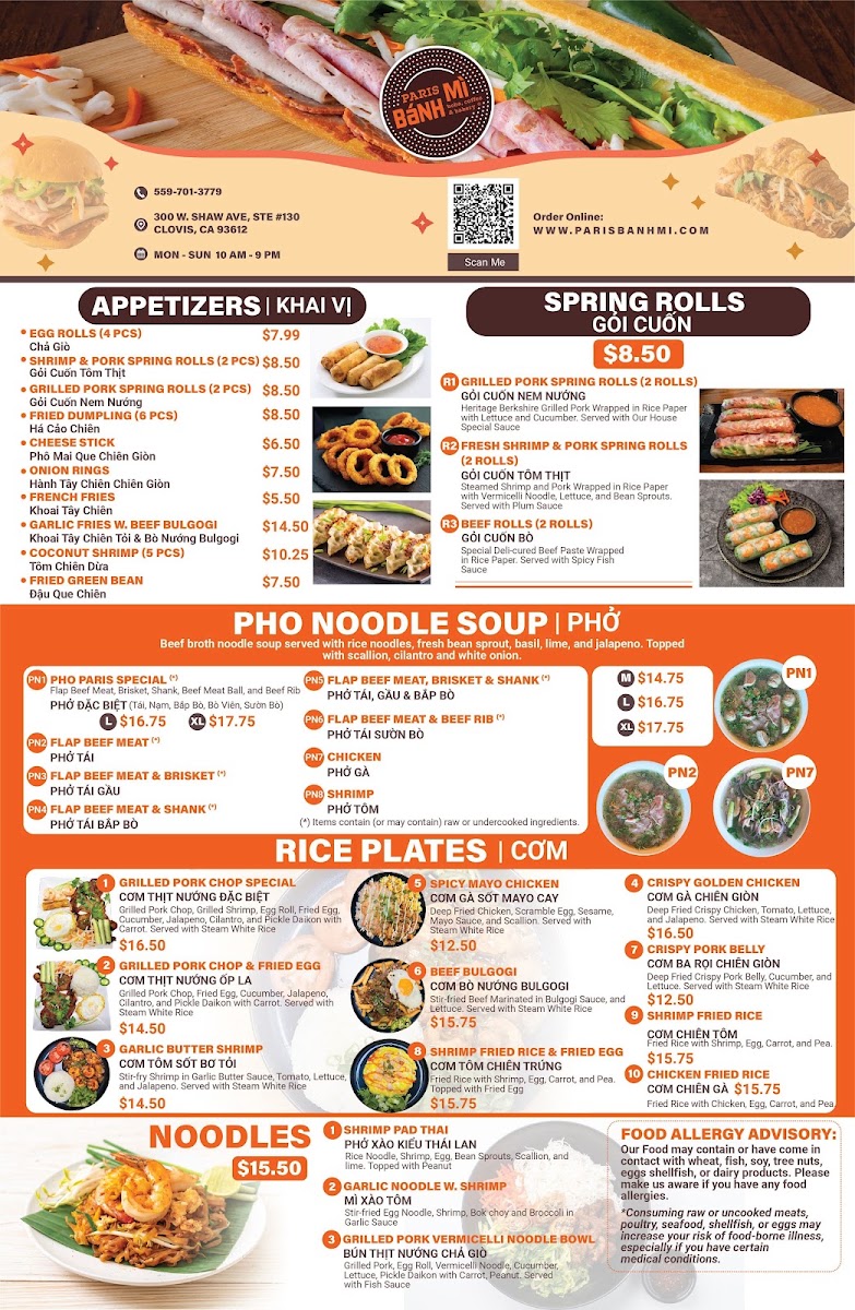 Paris Bánh Mì | Clovis menu board