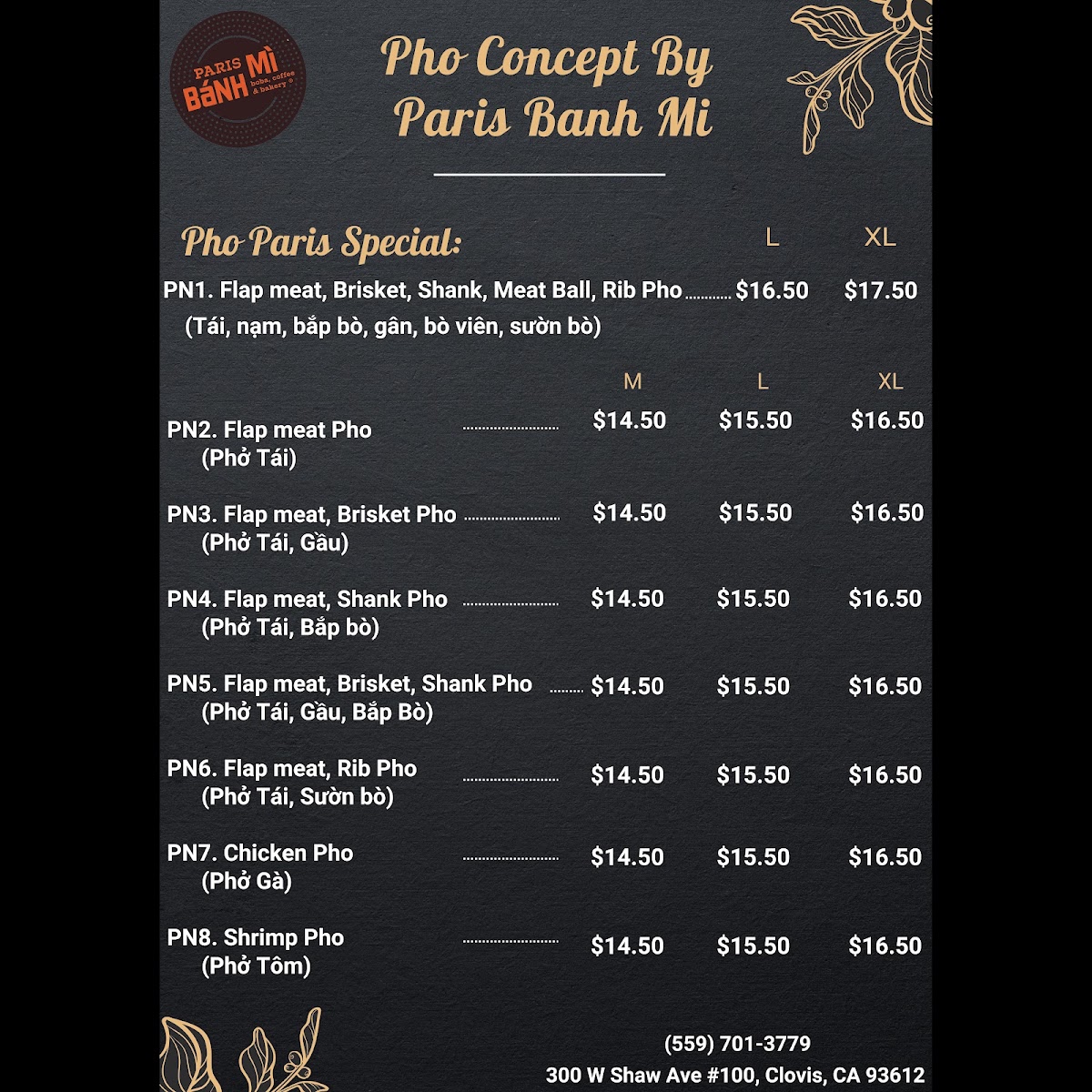 Paris Bánh Mì | Clovis menu board