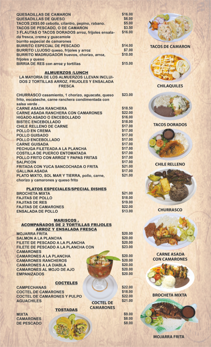 SALVIMEX110 RESTAURANT & BAR menu board