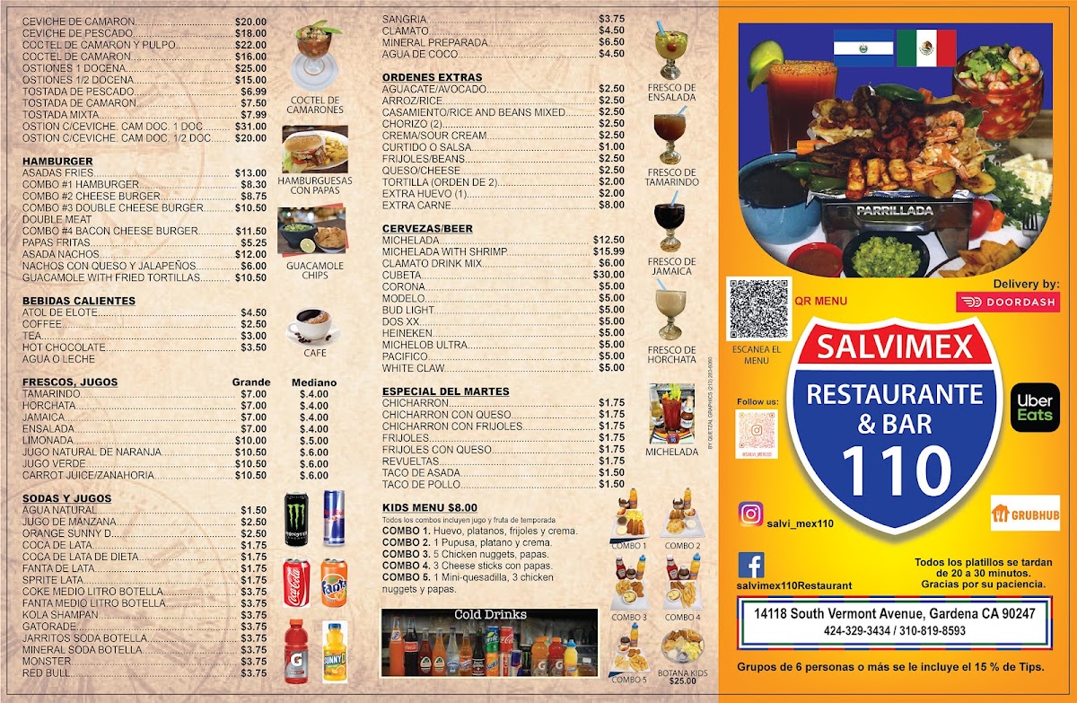 SALVIMEX110 RESTAURANT & BAR menu board