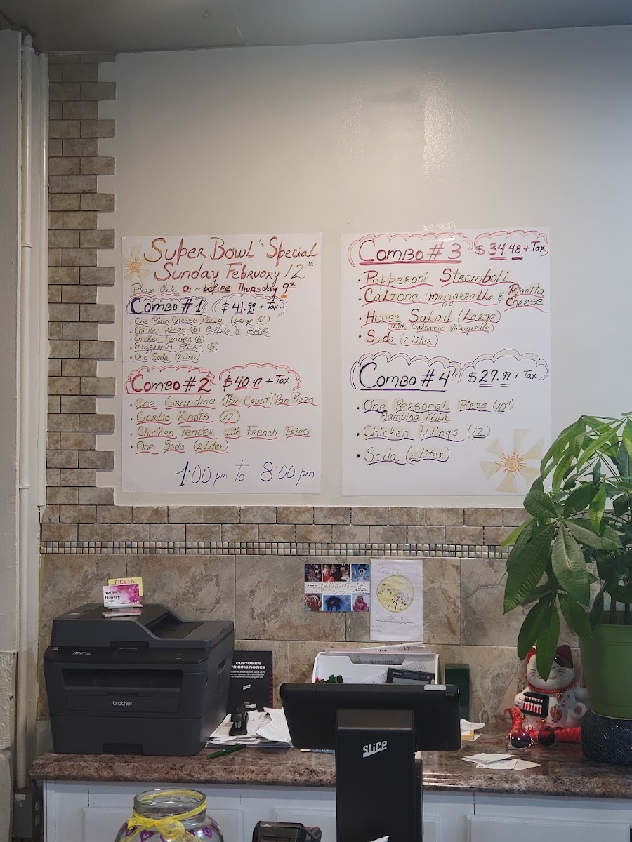 O Sole Mio Pizzeria & Grill menu board