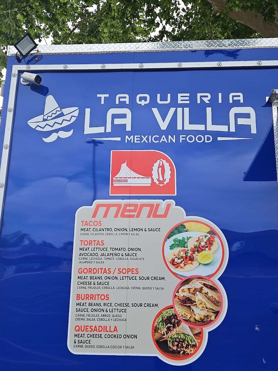 La Villita Taco Truck menu board