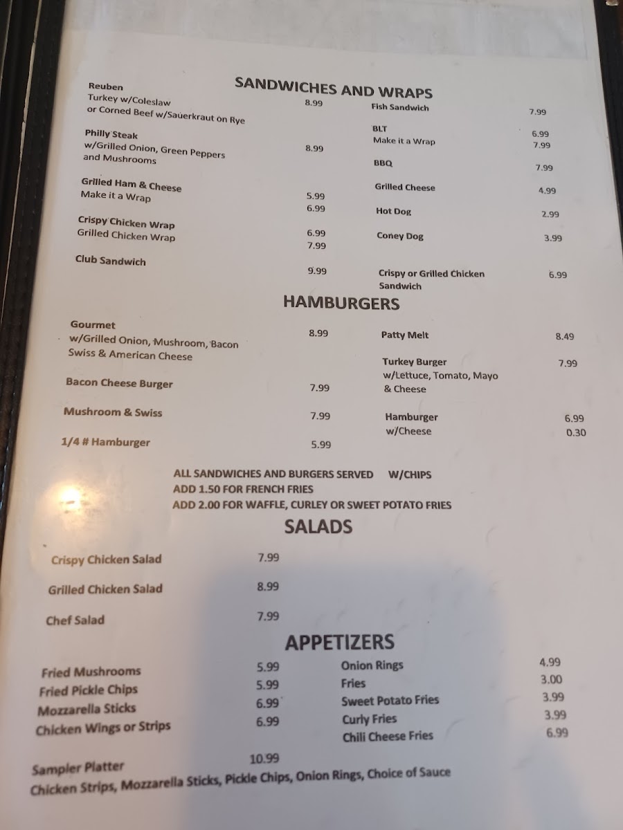 Nikki's Family Restaurant menu board