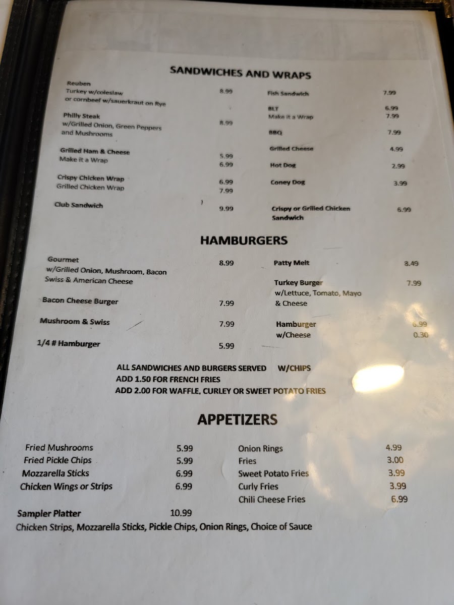 Nikki's Family Restaurant menu board