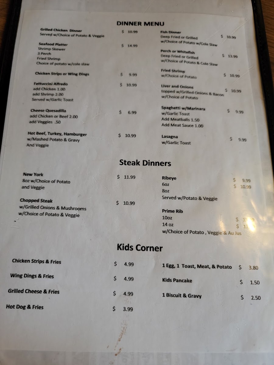 Nikki's Family Restaurant menu board